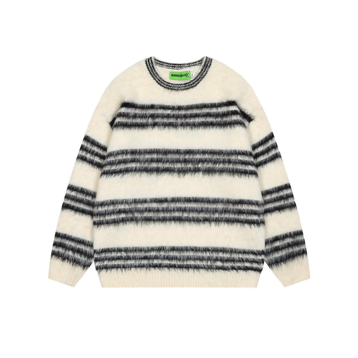 Damen Gemütlicher, gestreifter Grobstrickpullover Drune