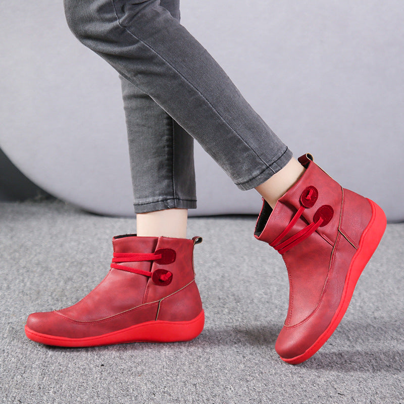 Damen modische Winterstiefeletten mit modernem Schnürdesign und rutschfester Sohle Drune
