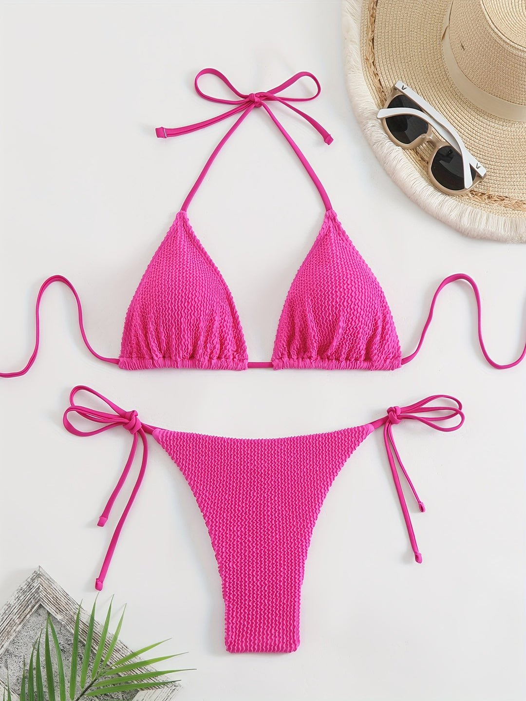 Damen Triangel-Bikini-Set mit verstellbaren Bindebändern Drune