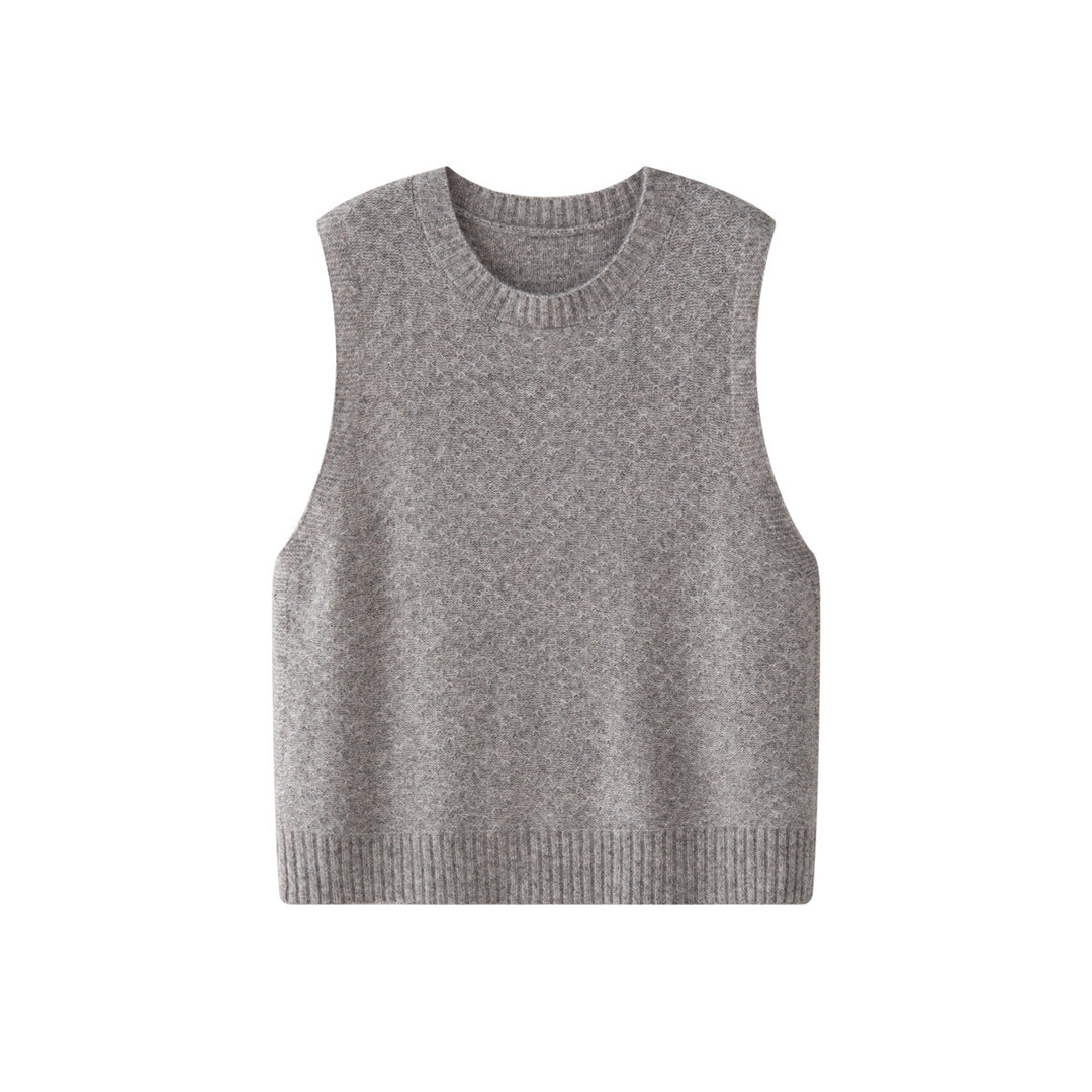 Damen Weicher Oversize-Strick-Pullunder aus Wollmix mit Rundhalsausschnitt Drune