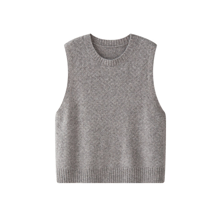 Damen Weicher Oversize-Strick-Pullunder aus Wollmix mit Rundhalsausschnitt Drune