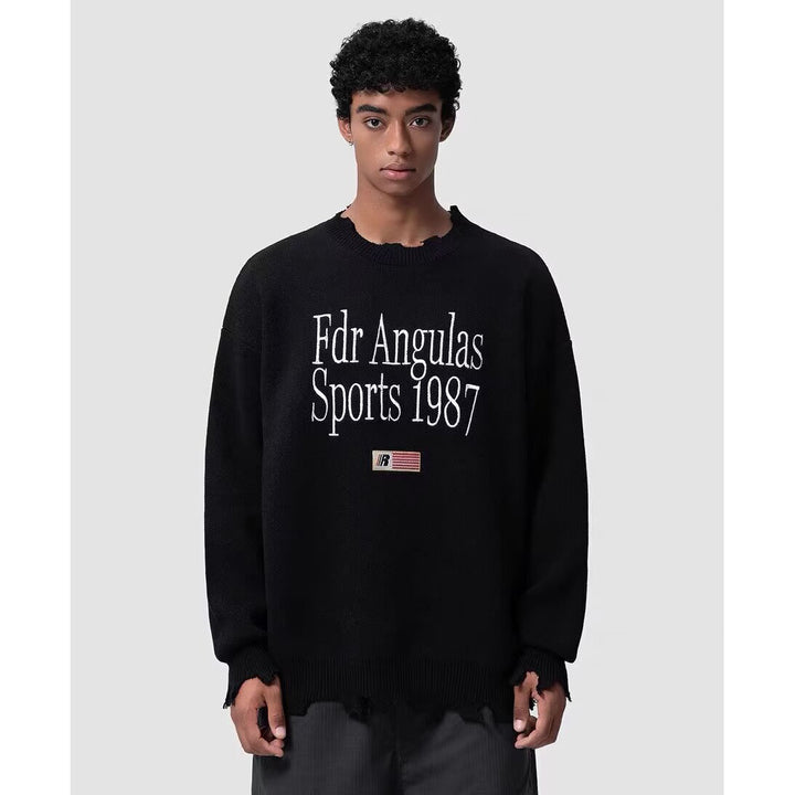 Herren Grobstrickpullover mit einzigartigem Grafikdesign Drune
