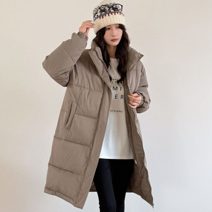 Damen Eleganter gefütterter Winterparka mit Plüschkragen und praktischen Taschen Drune