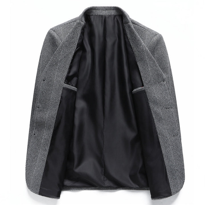Herren Fischgrat-Sakko im Vintage-Stil mit aufgesetzten Pattentaschen und weicher Wollmischung Drune