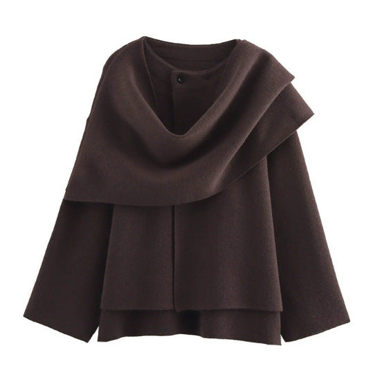 Damen elegant geschnittene Überjacke mit Rollkragen Drune