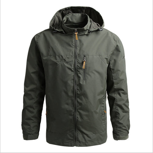 Herren Atmungsaktive Softshell Outdoorjacke mit verstellbarer Kapuze und Reißverschlusstaschen Drune