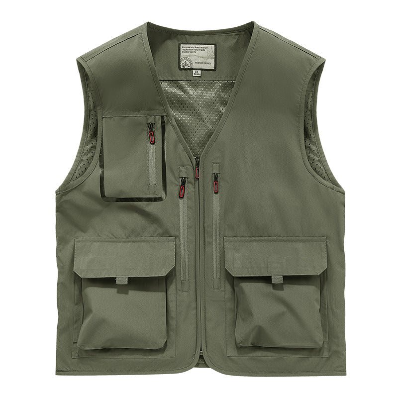 Herren Multifunktionale Outdoor-Utilityweste mit Mesh-Innenfutter und Mehrfach-Taschen Drune