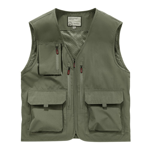 Herren Multifunktionale Outdoor-Utilityweste mit Mesh-Innenfutter und Mehrfach-Taschen Drune