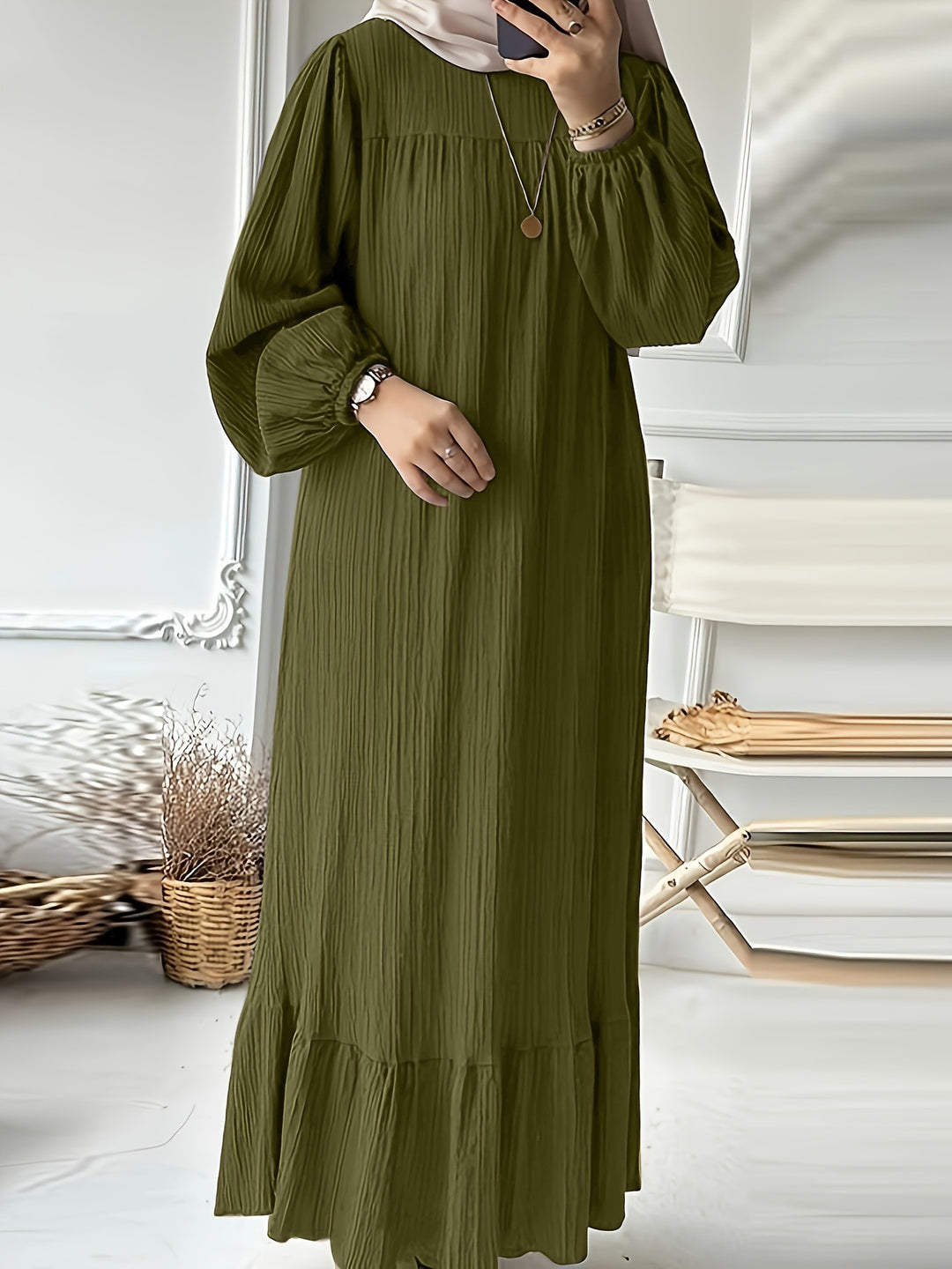 Damen Maxikleid aus leichtem Baumwollmischgewebe Drune
