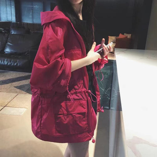 Damen Modische Übergangsjacke mit Kapuze und praktischen Taschen Drune