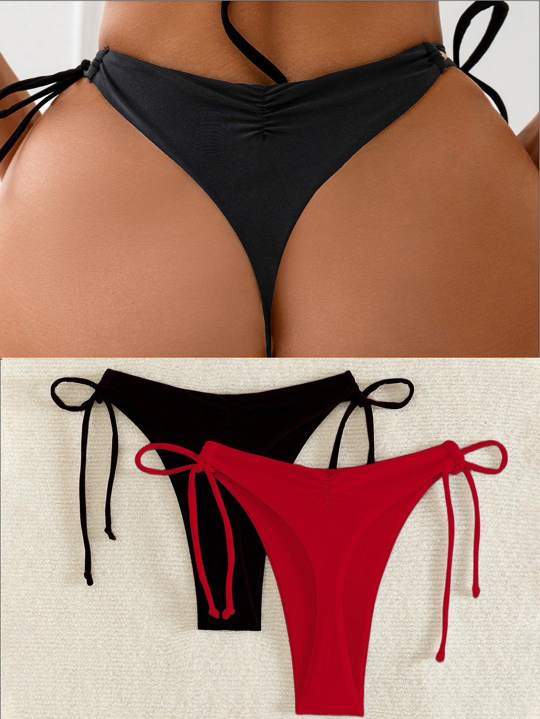 Damen Hochgeschnittener Bikini mit seitlichen Bindebändern Drune