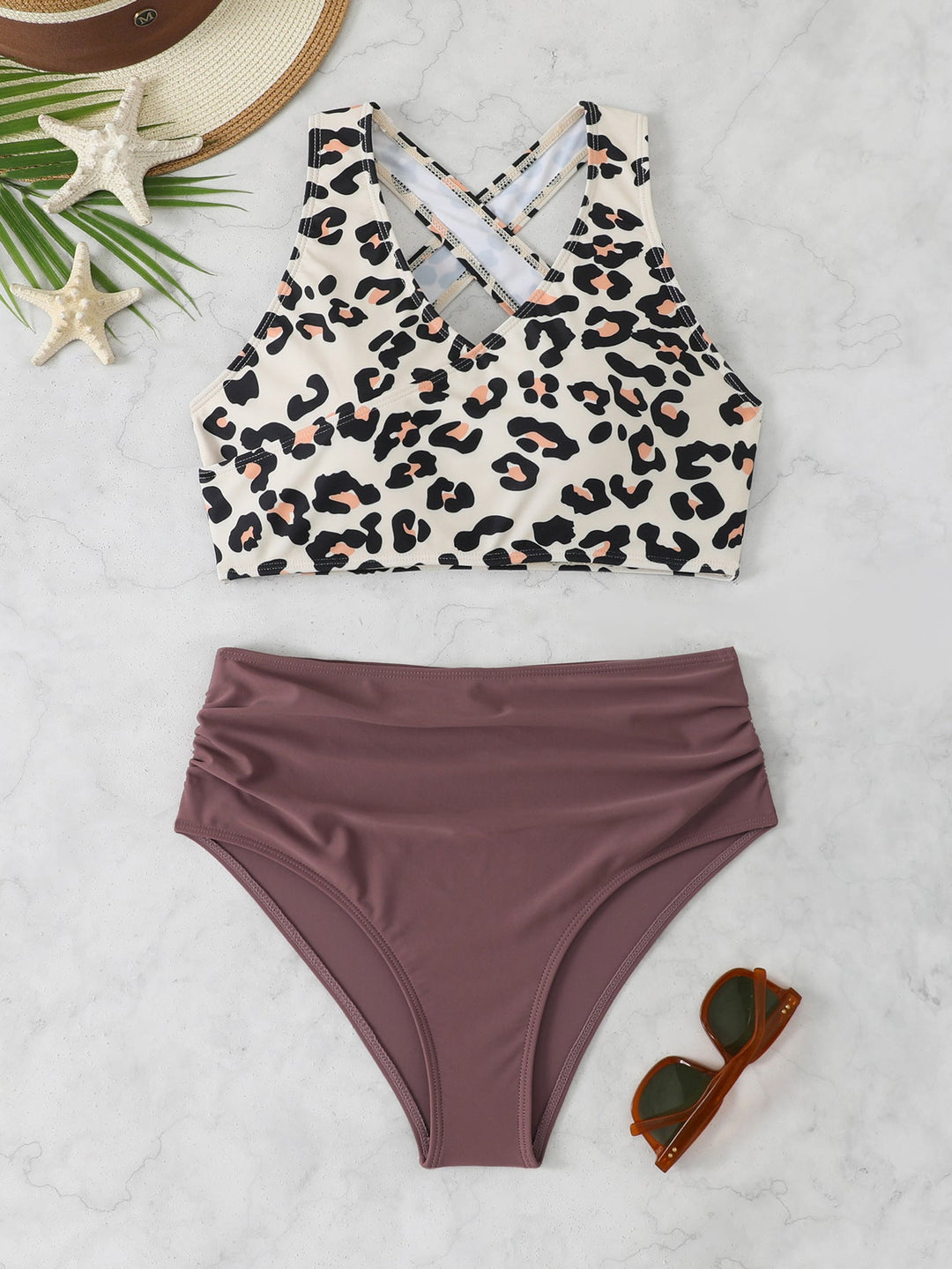 Damen Sportlicher Bikini-Set mit modischem Leo-Design Drune