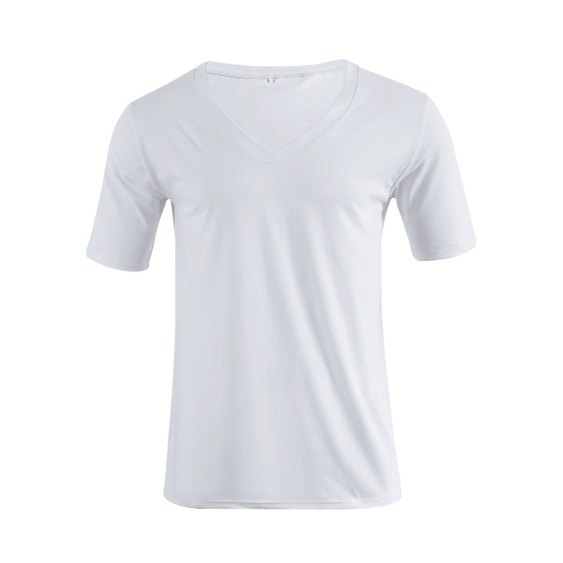 Herren nan V-Ausschnitt T‑Shirt aus feinem Jersey mit schmaler Silhouette und flachen Nähten Drune