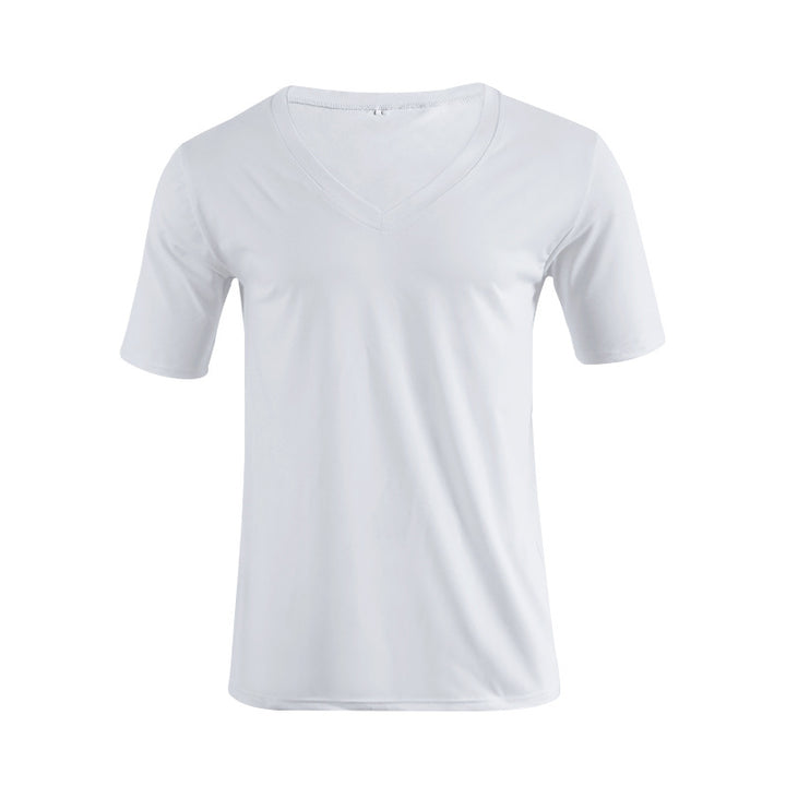 Herren nan V-Ausschnitt T‑Shirt aus feinem Jersey mit schmaler Silhouette und flachen Nähten Drune