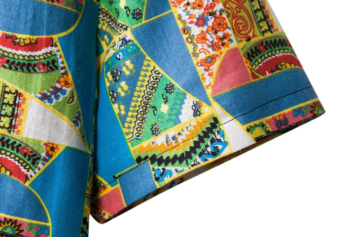Herren Kurzarmhemd mit auffälligem Patchwork-Muster Drune