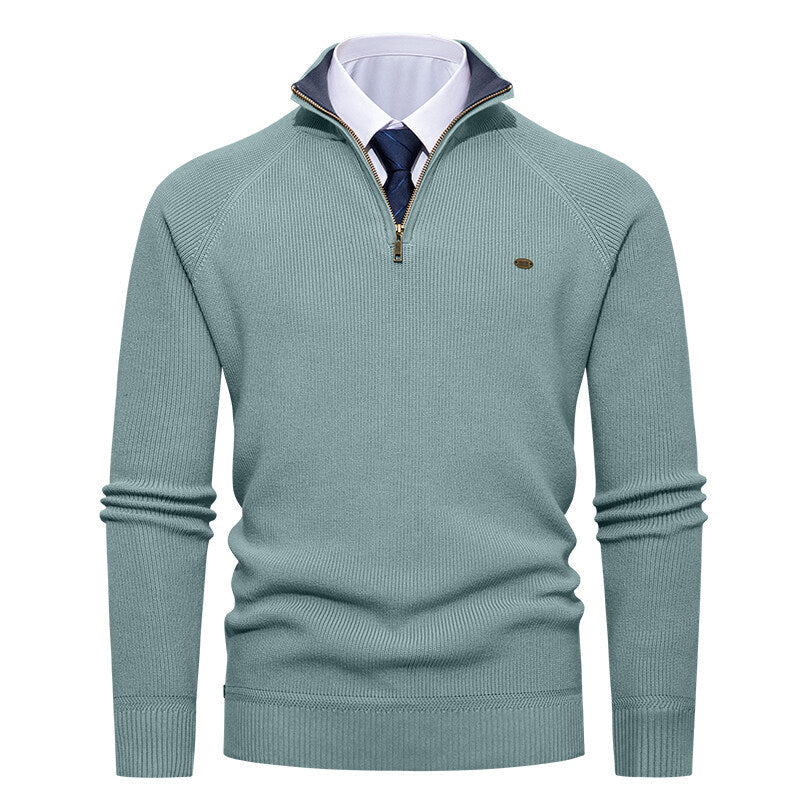 Herren eleganter Strickpullover mit Stehkragen und Reißverschluss Drune