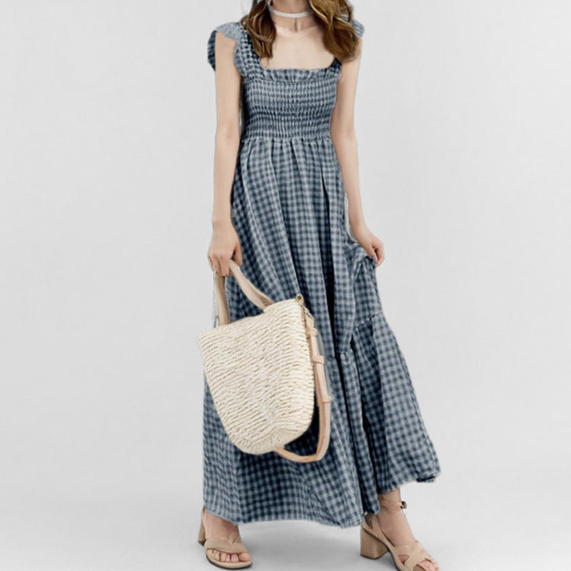 Damen Maxikleid mit elastischer Taille und Rüschendetails Drune