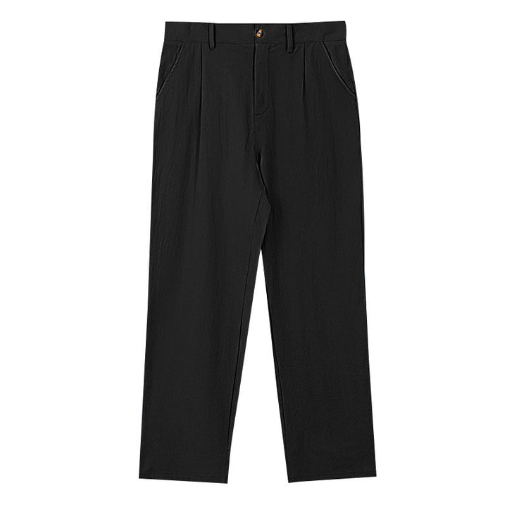 Herren nan elegante Bundfaltenhose aus leichtem Baumwollmix mit geradem Schnitt und Gürtelschlaufen Drune