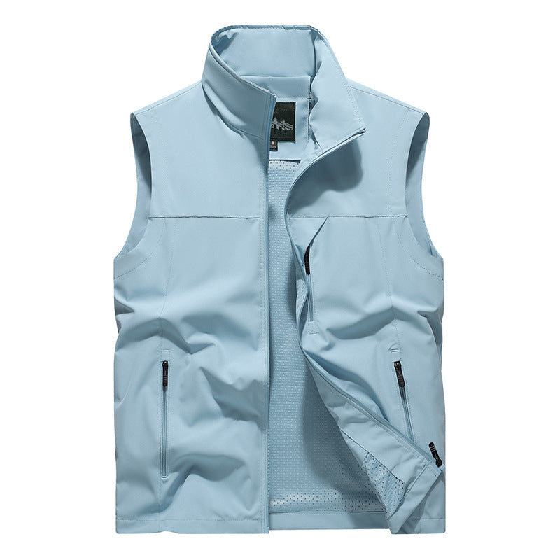 Herren Winddichte Softshell‑Outdoorweste mit belüftetem Mesh‑Innenfutter und verdeckten Reißverschlusstaschen Drune