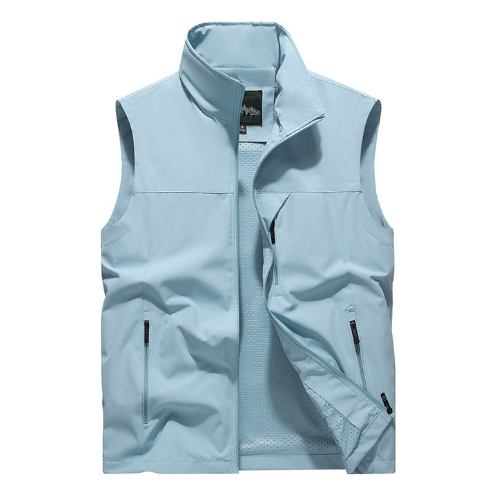 Herren Winddichte Softshell‑Outdoorweste mit belüftetem Mesh‑Innenfutter und verdeckten Reißverschlusstaschen Drune