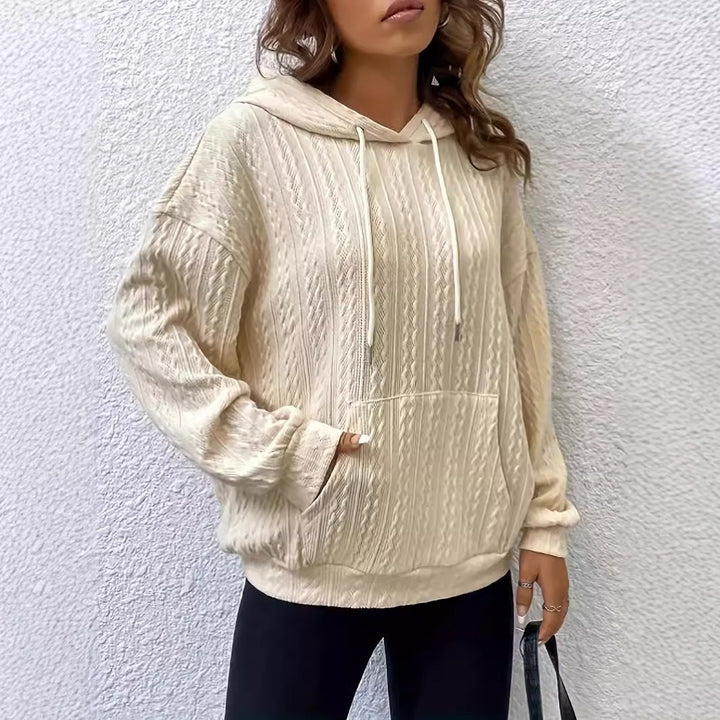 Damen Hoodie mit strukturiertem Strickdesign und bequemer Passform Drune