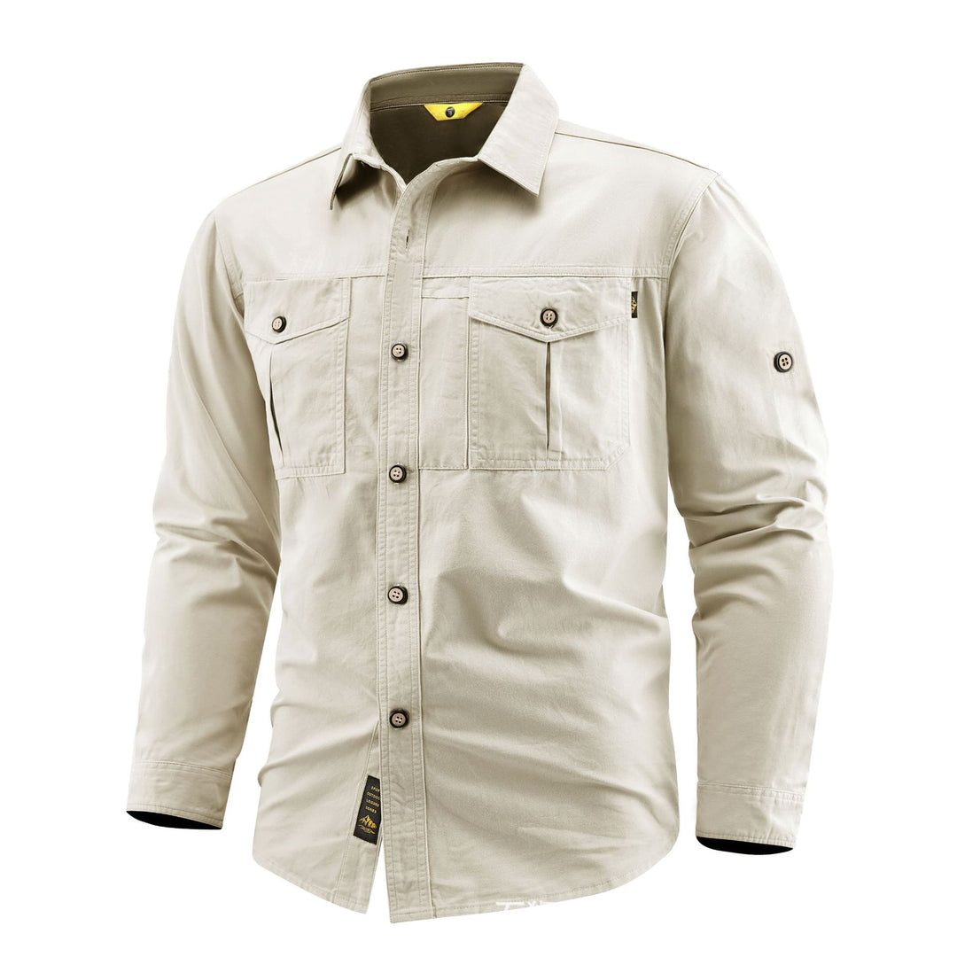Herren Canvas-Overshirt im Field‑Style mit Brustklappen und durchgehender Knopfleiste Drune