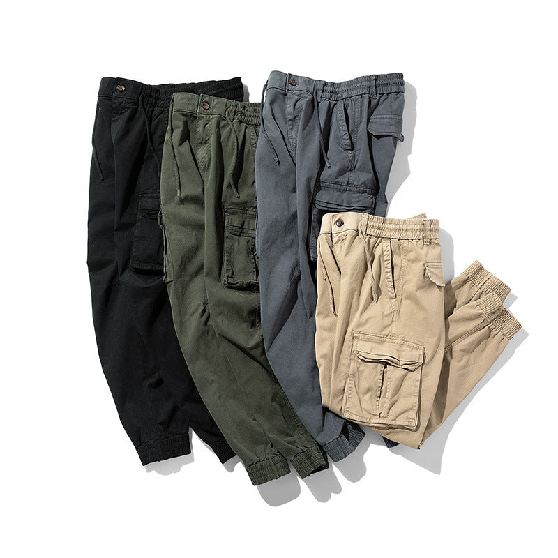 Herren Cargo-Joggerhose im Tactical-Streetstyle mit elastischem Bund, Klapp‑Utility‑Taschen und gerippten Beinabschlüssen Drune
