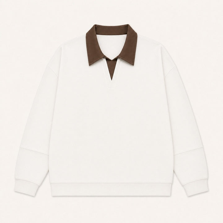 Damen Boxy-Polo-Sweatshirt mit kontrastiertem Spitzkragen Drune