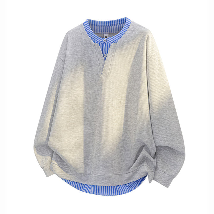 Herren Oversize-Struktur-Sweatshirt mit Hemd-Layer-Effekt Drune