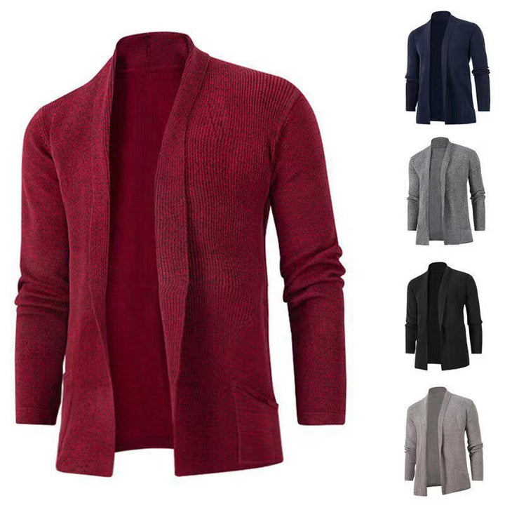 Herren lässige Strickjacke mit offenem Kragen und elegantem Rippdesign Drune