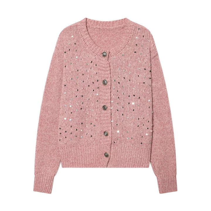 Damen Strickcardigan mit Pailletten und Zierknöpfen Drune