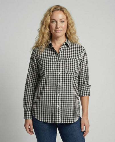 Damen Kariertes Hemd Oversize Drune