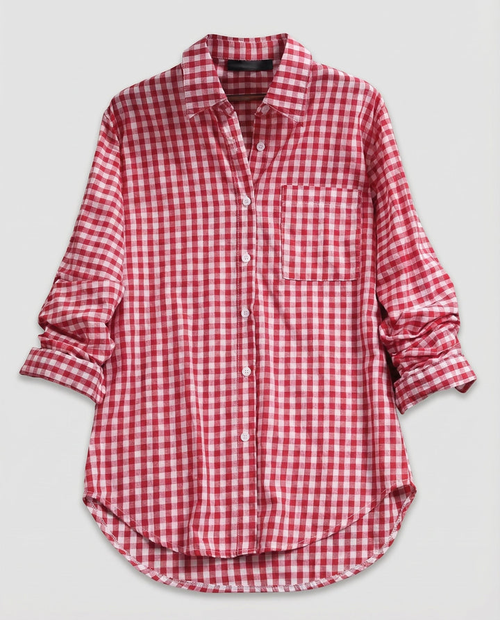 Damen Kariertes Hemd Oversize Drune