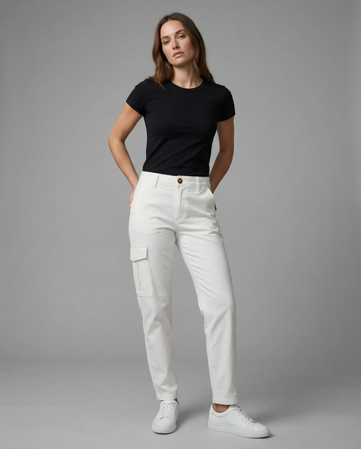 Cargohose Damen mit hohem Bund und Seitentaschen