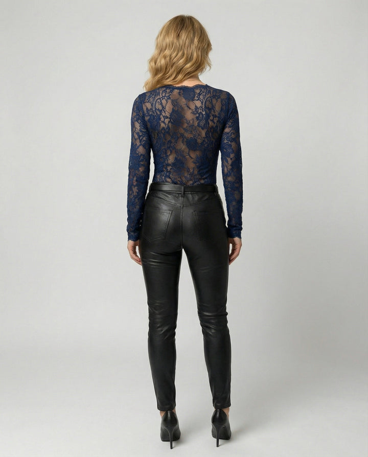 Damen Spitzenbody Langarm V-Ausschnitt | Drune