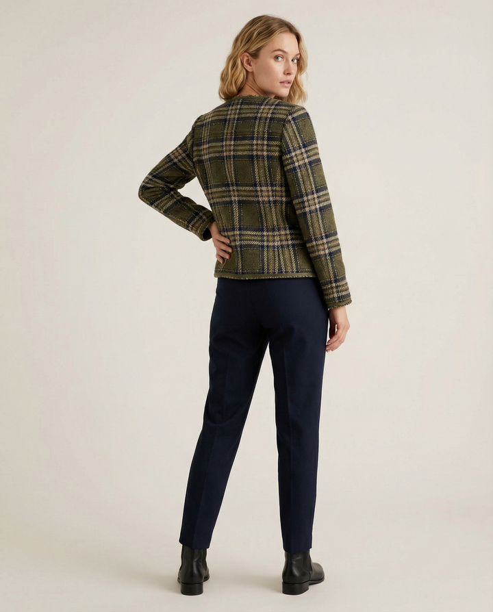 Damen Tweed-Blazerjacke mit goldenen Knöpfen Drune