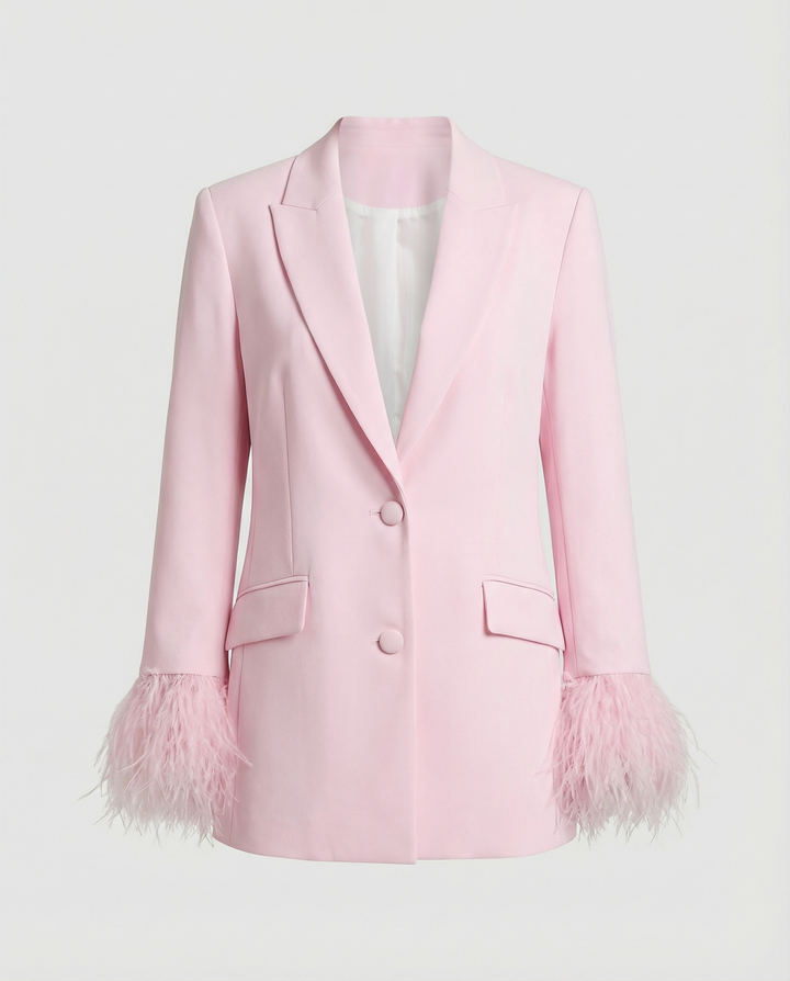 Damen eleganter Blazer mit auffälligen Federärmel Drune