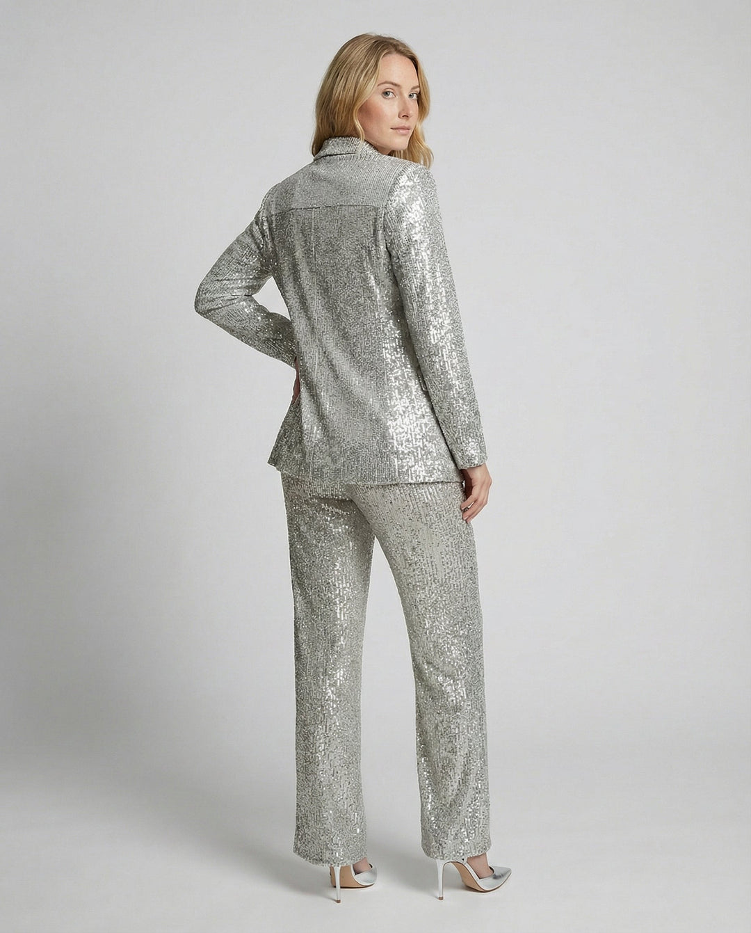 Damen Glitzerndes Blazeranzug mit weitem Bein und schimmernden Pailletten Drune