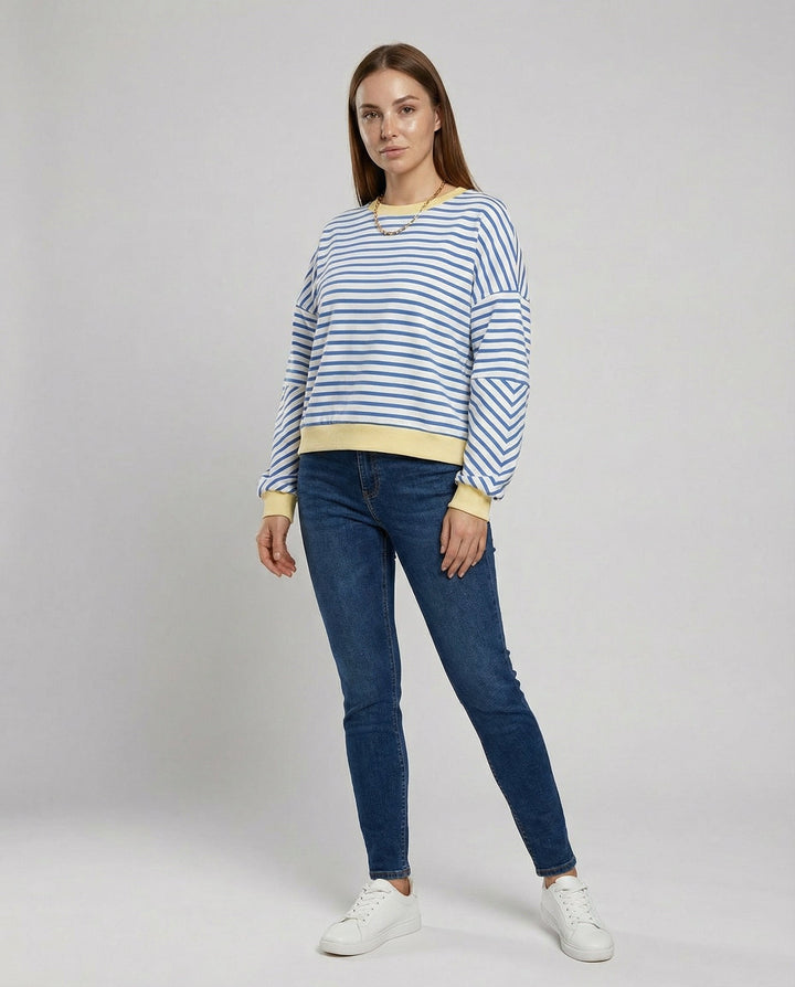 Boxy Sweatshirt Damen Gestreift | Drune
