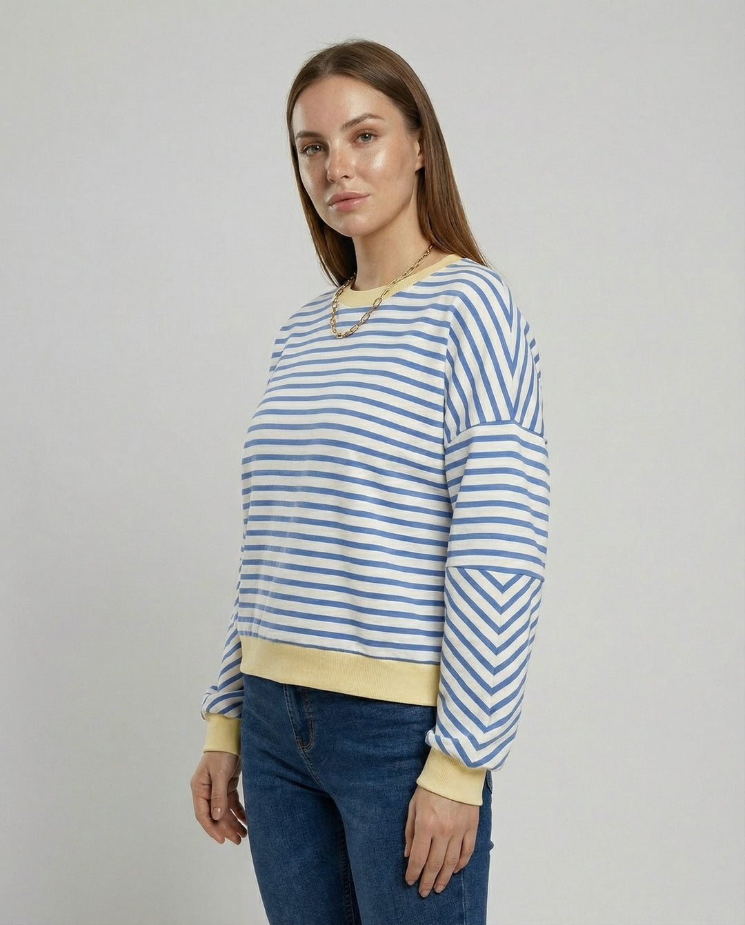 Boxy Sweatshirt Damen Gestreift | Drune