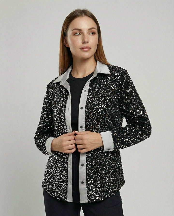 Glitzernde Damen Paillettenbluse | Drune
