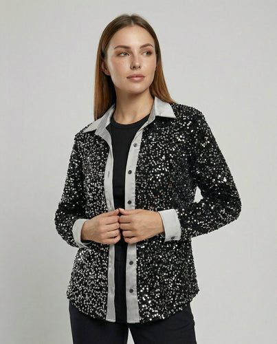 Glitzernde Damen Paillettenbluse | Drune