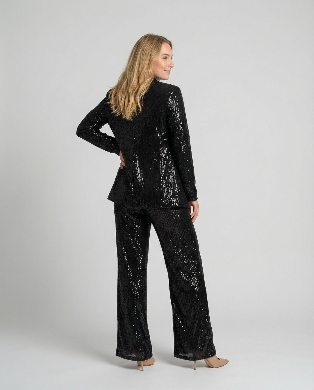 Damen Glitzerndes Blazeranzug mit weitem Bein und schimmernden Pailletten Drune