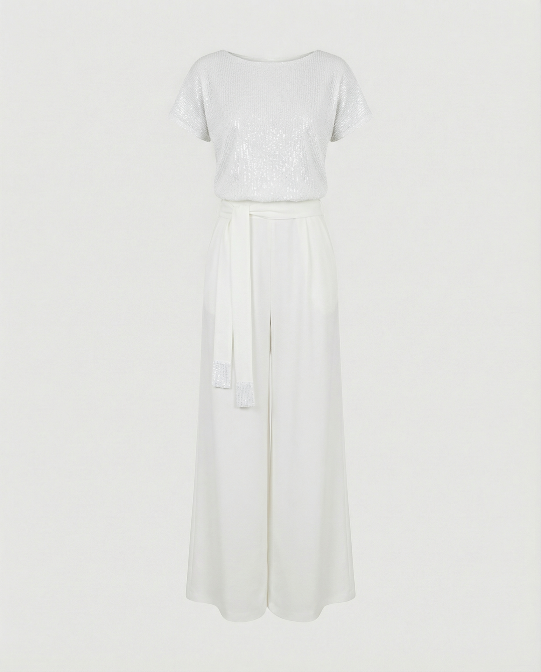 Damen Glitzernder Jumpsuit mit weitem Bein und Taillengürtel Drune