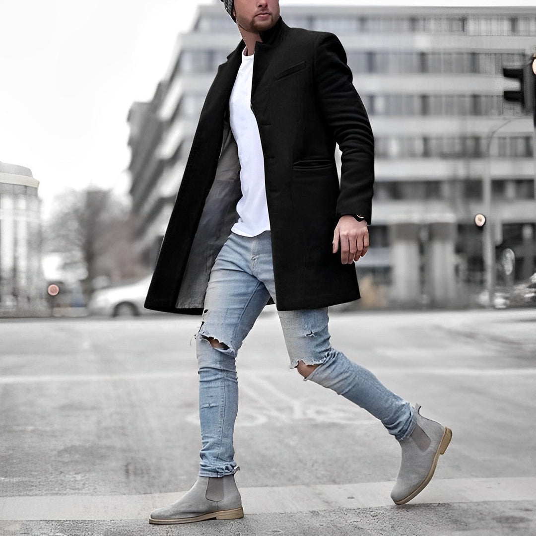 Drune | Herren Long Blazer mit Stehkragen - Übergangszeit