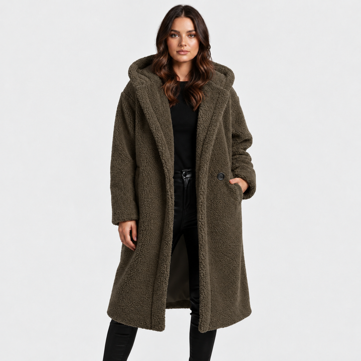 Damen Teddy Mantel mit Kapuze | Drune