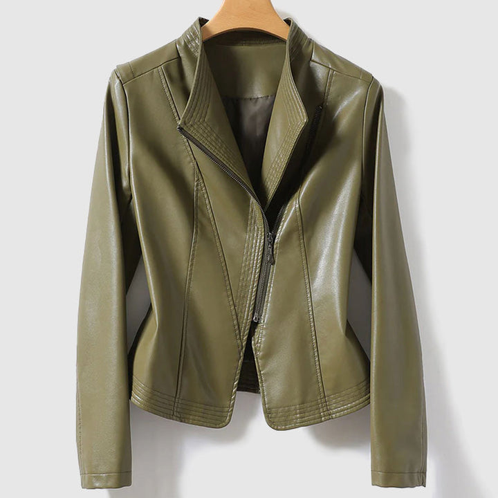 Drune | Vegane Lederjacke mit Reißverschluss für Frauen Umweltfreundliche Materialien