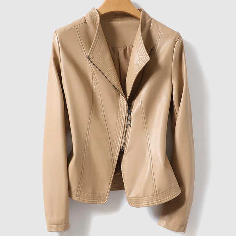 Drune | Vegane Lederjacke mit Reißverschluss für Frauen Umweltfreundliche Materialien