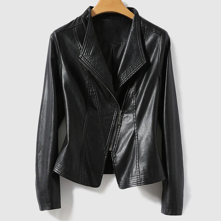 Drune | Vegane Lederjacke mit Reißverschluss für Frauen Umweltfreundliche Materialien