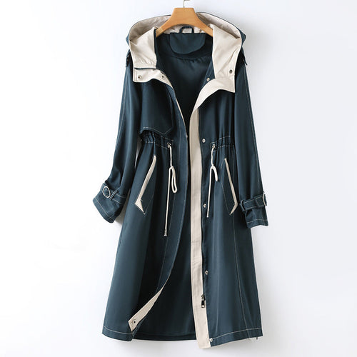 Drune | Damen Lange Kapuzen Trenchcoat Wasserdicht